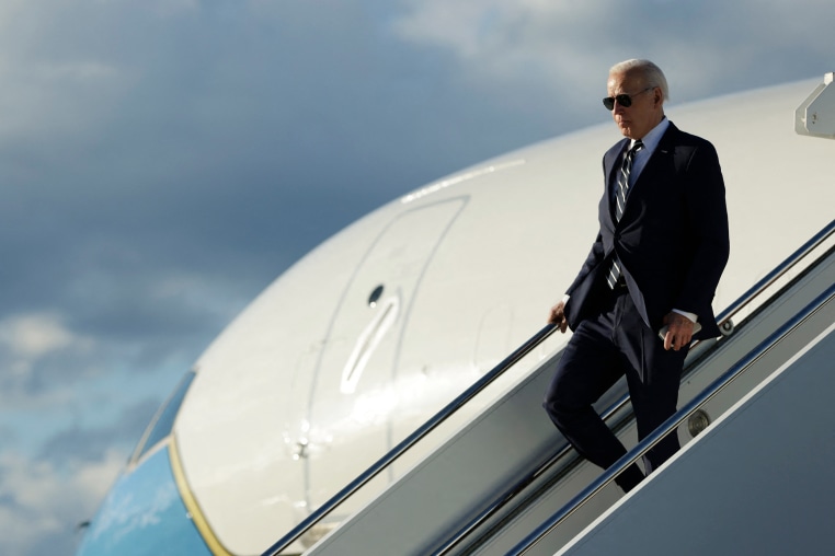 President Joe Biden steps off Air Force One at Dover Air Force Base, Delaware