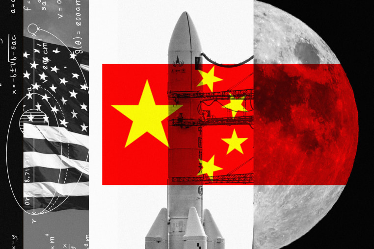 Photo collage illustrating China's Chang'e-6 lunar probe