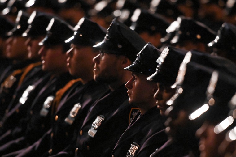 Newly sworn in police officers attend the New York City Police Academy Graduation Ceremony  on April 24, 2023.