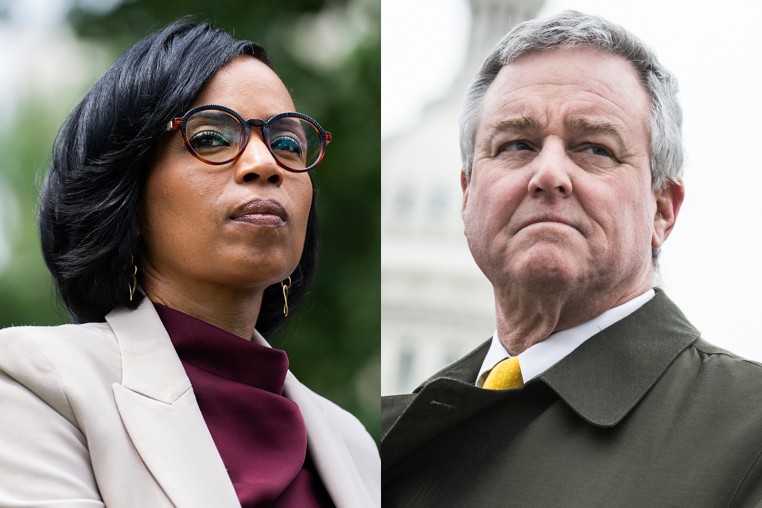 A side by side split image of Angela Alsobrooks and David Trone