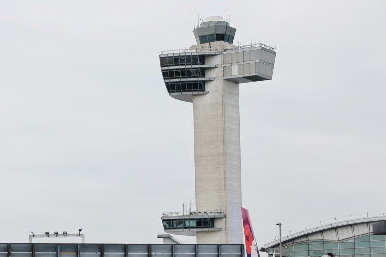 An air traffic control tower at JFK Airport.