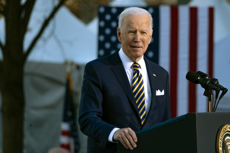 Joe Biden speaks to a crowd at the Atlanta University Center Consortium in Atlanta, on Jan. 11, 2022. 