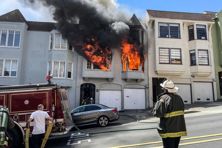 A fire in San Francisco's Alamo Square neighborhood