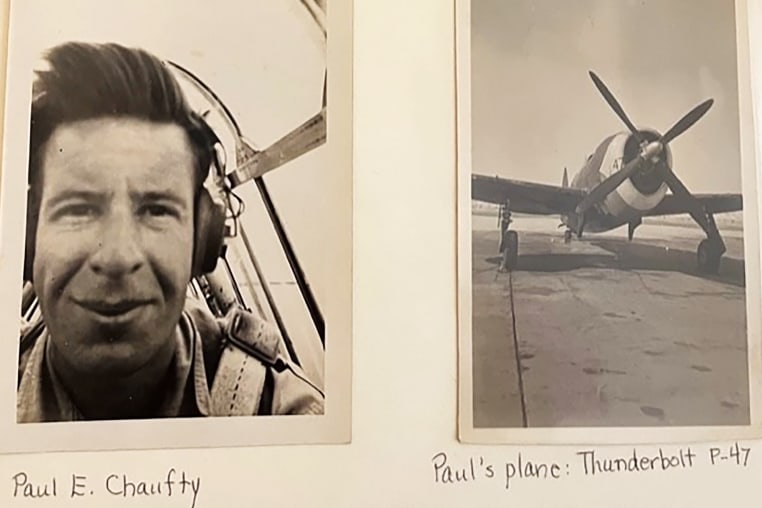 First Lieutenant Paul Chaufty pictured in the cockpit of his P-47 Thunderbolt fighter plane.