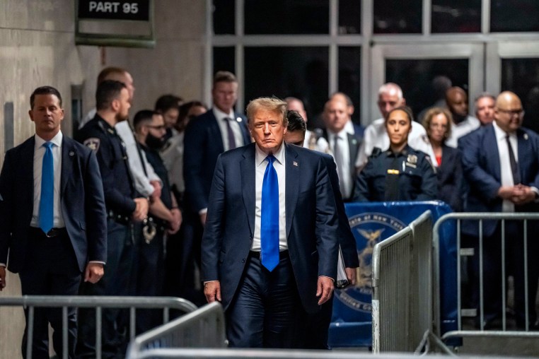 Donald Trump walks out of court