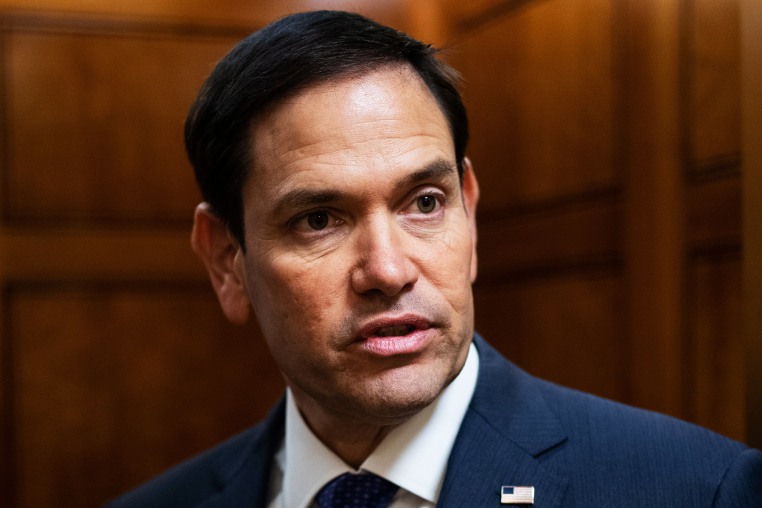 Sen. Marco Rubio talks to reporters at the Capitol building on January 25, 2023.