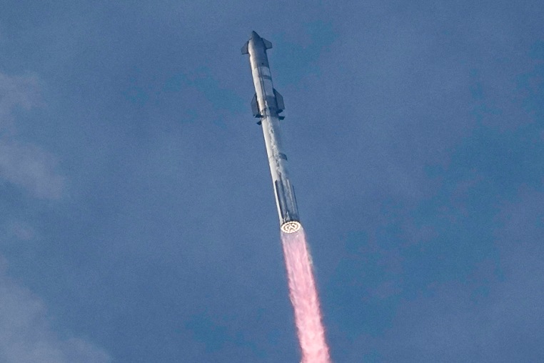 A rocket in the sky