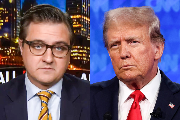 A split image of Chris Hayes and Donald Trump