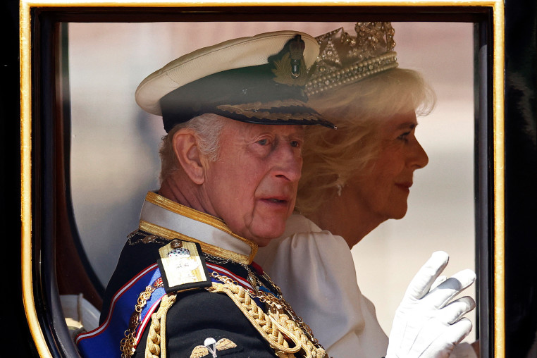 King Charles outside Buckingham Palace