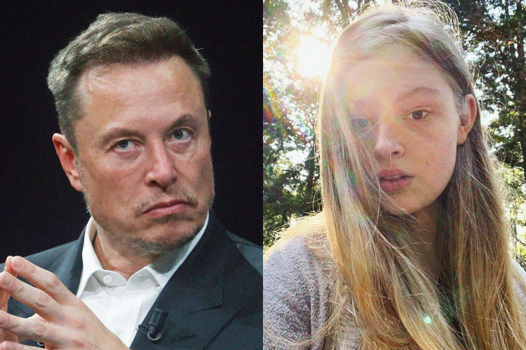 Elon Musk at an event; Vivian Jenna Wilson in a selfie