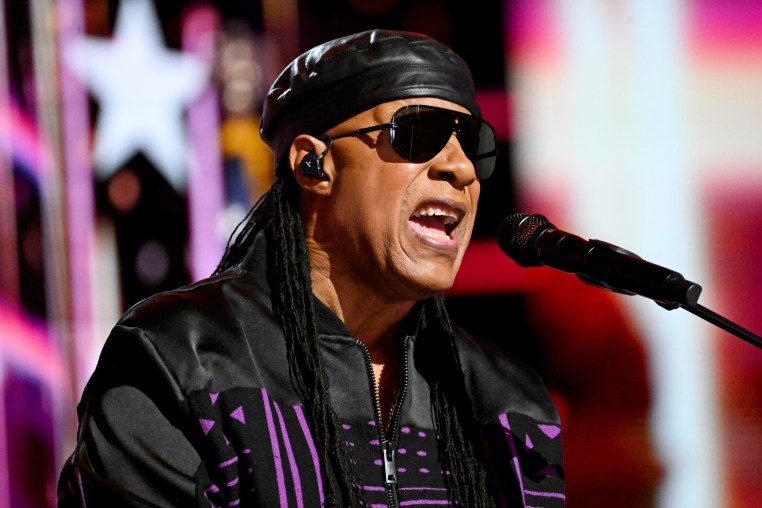 Musician Stevie Wonder performs at the Democratic National Convention 