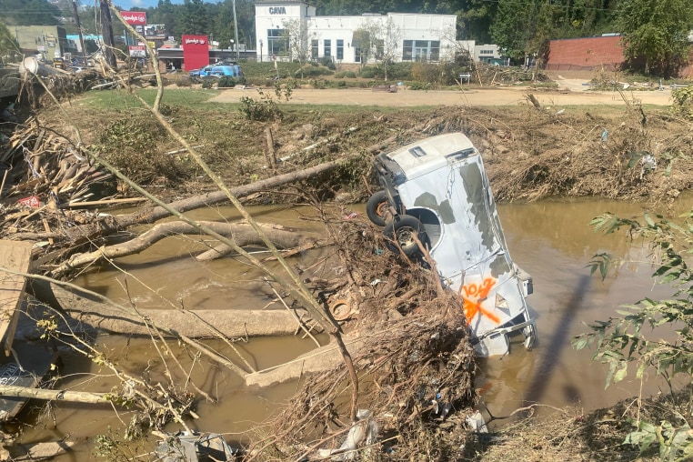 Scenes of devastation in Biltmore Village in Asheville, N.C.