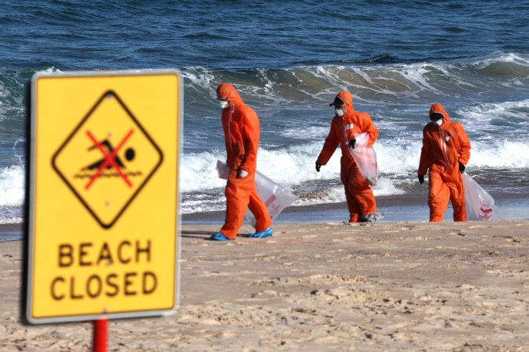Lifeguards declared Sydney's famed Bondi beach and several other strands closed on October 17, as more mysterious black "tar ball" globules -- ranging from the size of peas to tennis balls -- washed up along the city's shores. 