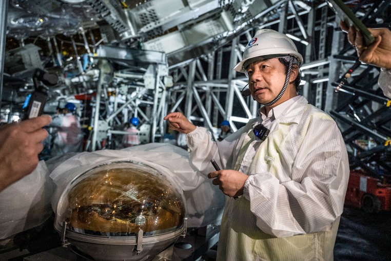 Image: photomultiplier tube at the Jiangmen Underground Neutrino Observatory