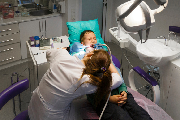 A child at the dentist.