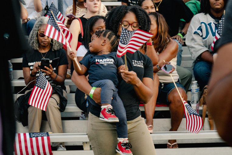 People react as Vice President Kamala Harris loses the election to Donald J. Trump at Howard University in Washington, DC, on Nov. 6, 2024. 