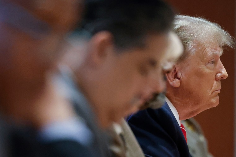 Donald Trump meets with leaders of the International Brotherhood of Teamsters at their headquarters in Washington, D.C., on Jan. 31, 2024.
