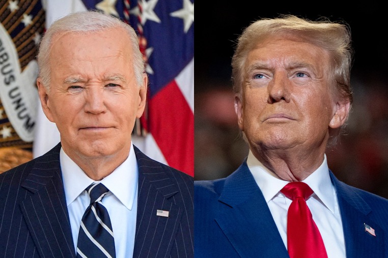 A split composite of Joe Biden and Donald Trump.