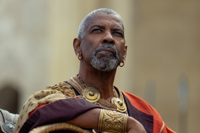 Denzel Washington as Macrinus in  a scene from Gladiator II.