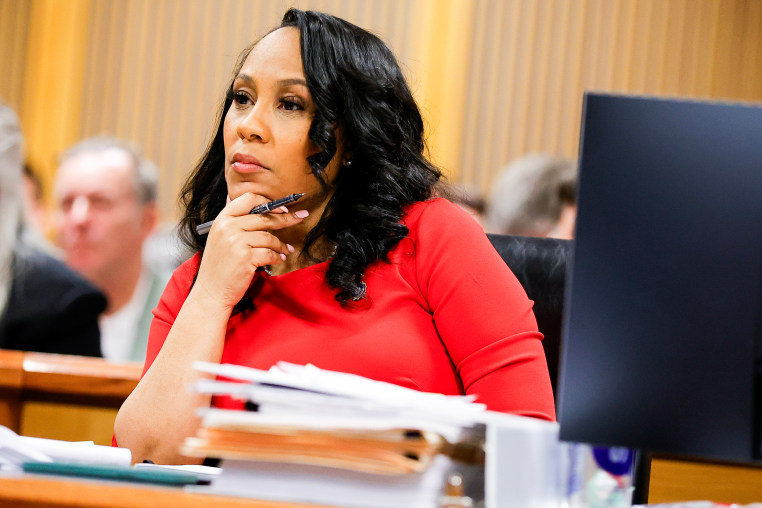 Fulton County District Attorney Fani Willis looks on during a hearing in the case of the State of Georgia v. Donald John Trump at the Fulton County Courthouse in Atlanta, Ga. on March 1, 2024. 