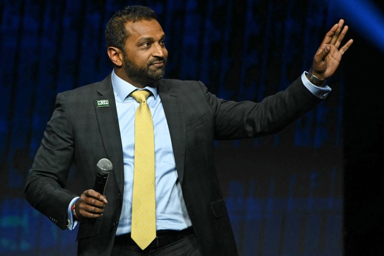 Kash Patel speaks during a rally for Donald Trump in Las Vegas on Oct. 24, 2024.