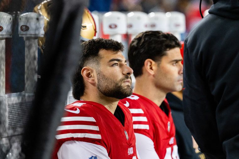 San Francisco 49ers place kicker Jake Moody (4) on the bench after missing a field goal during a NFL game against the Detriot Lions on December 30, 2024 at Levi's Stadium in Santa Clara, Calif. 