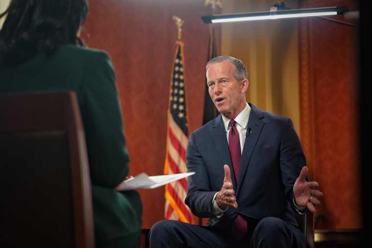 Sen. John Thune, R-S.D., speaks to Kristen Welker of Meet The Press on Jan. 3, 2025.