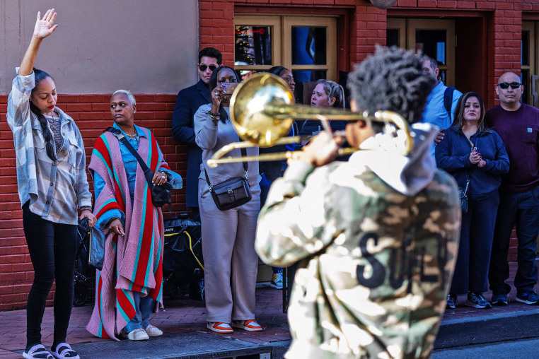 A band plays on Bourbon Street after it reopened to the public on Jan. 2, 2025 in New Orleans.