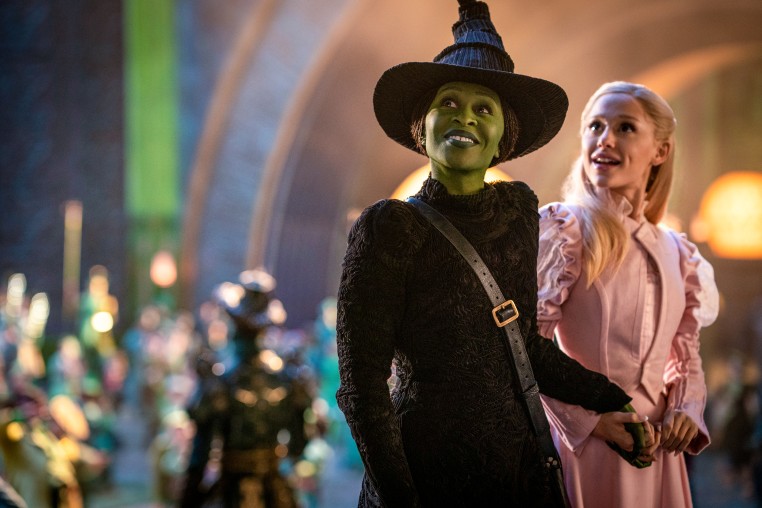 Cynthia Erivo as Elphaba and Ariana Grande as Glinda.