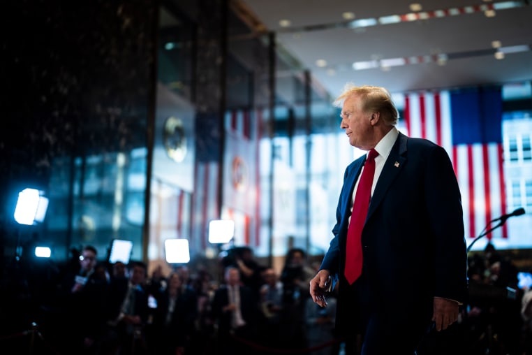 Donald Trump walks from the lobby of Trump Tower in New York on May 31, 2024.