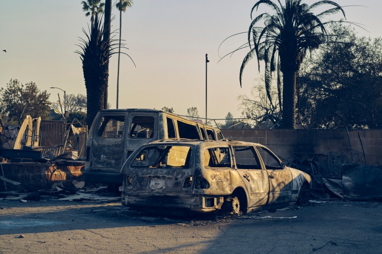 Remains from the fires in Altadena, Calif., on Jan. 10, 2025.