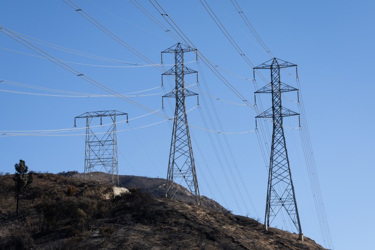 Electrical transmission lines on a hilltop