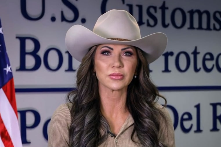 Kristi Noem wears a cowboy hat