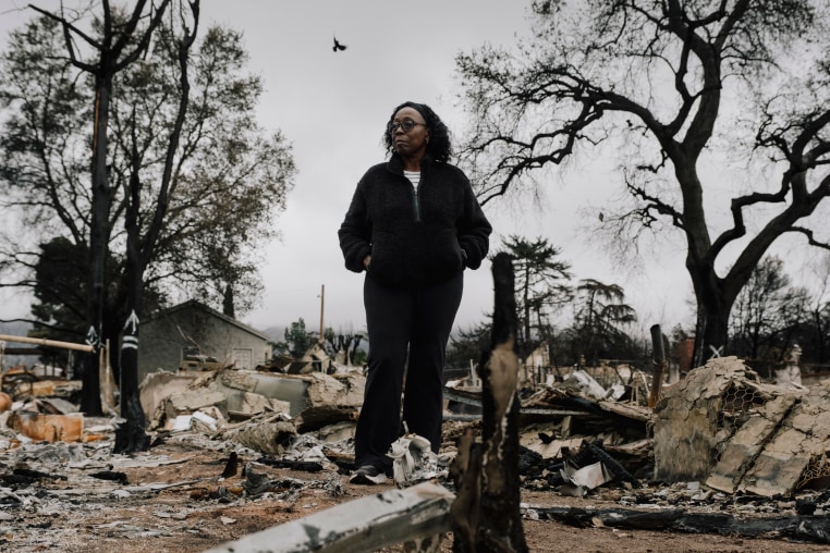 Jackie McDaniels, 67, at the site of her family members’ home