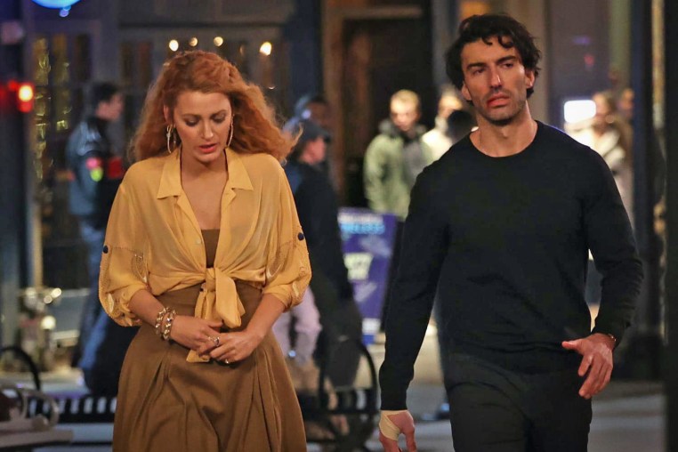 Blake are seen on the set of "It Ends with Us" on Jan. 12, 2024 in Jersey City, N.J.