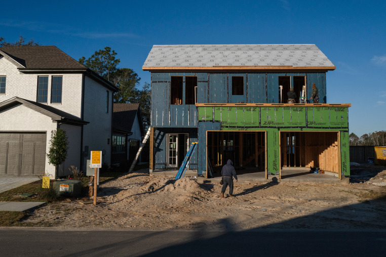 A home under construction at the Waterways subdivision in Gulf Shores, Ala., Dec. 6, 2024. 