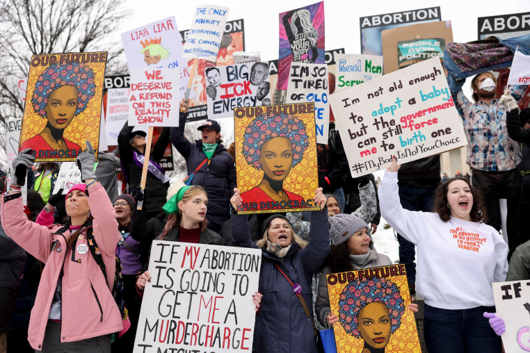 Demonstrators during The People's March in Washington, D.C. on Jan. 18, 2025.