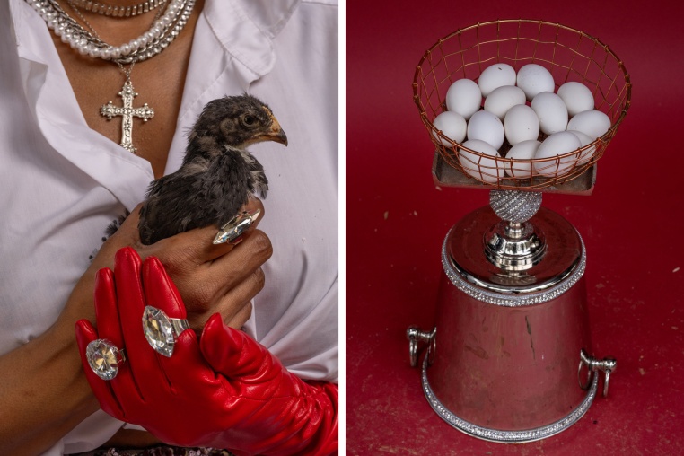 Naeema Fineley at home with her chicken coop in Acworth, Ga., on Sunday, March 9, 2025.