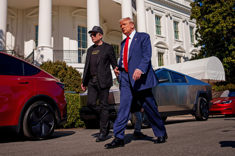 President Trump Speaks Alongside Tesla Vehicles At The White House