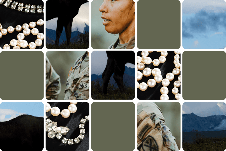 Five-by-five photo grid of obscured images 