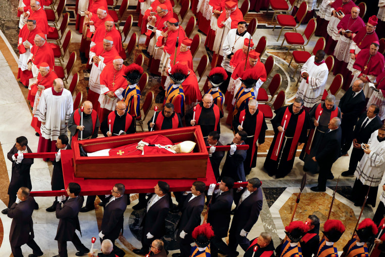Image: The Body Of Pope Francis Is Transferred To The Basilica St Peter To Lie In State