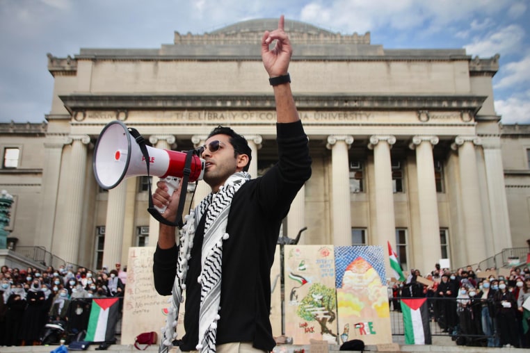 Mohsen Mahdawi speaks at a protest on the Columbia University campus on Nov. 9, 2023 in New York.