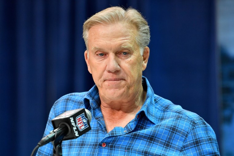 John Elway speaks during the NFL Scouting Combine in 2020.