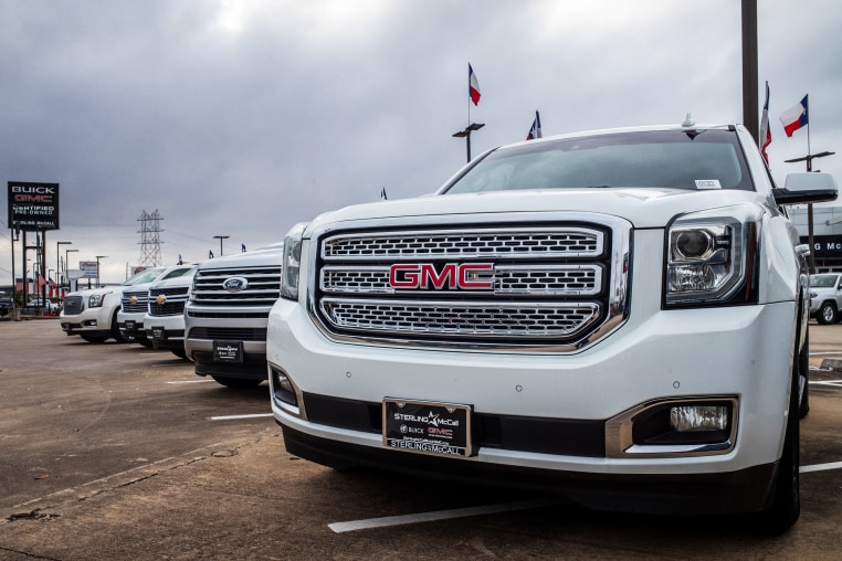 GMC vehicles on display
