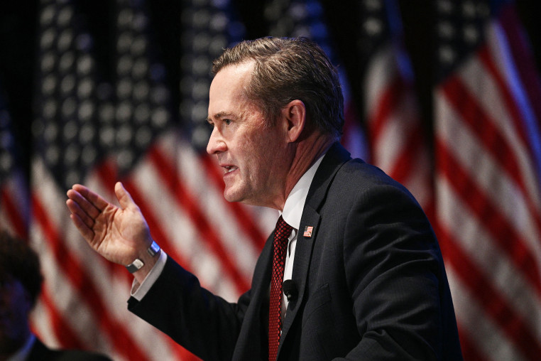National Security Advisor Mike Waltz speaks during a forum