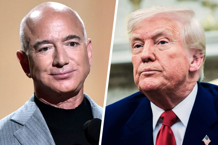 Amazon founder Jeff Bezos and President Trump.