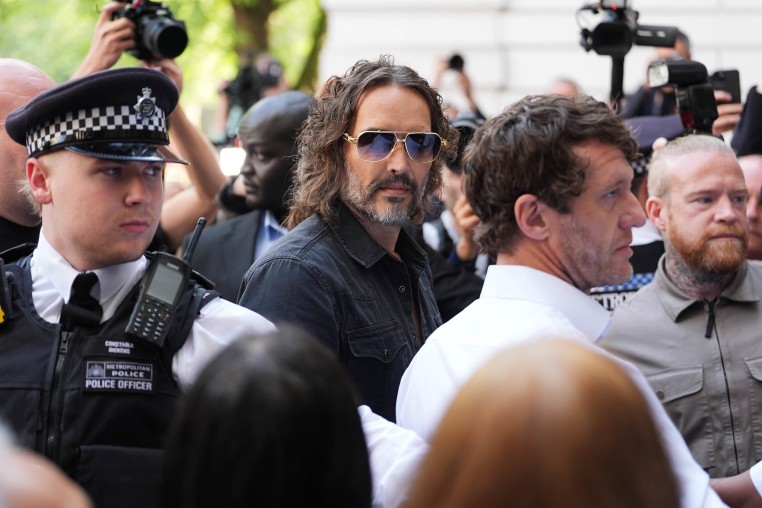 Russell Brand arriving at Westminster Magistrates' Court in London