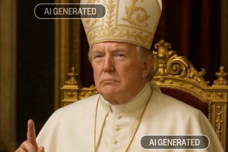 An AI-generated image of President Donald Trump as the Pope.