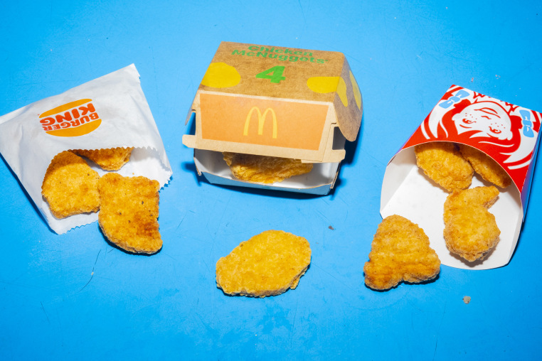 Chicken menu items from  Burger King, McDonald's and Wendy's