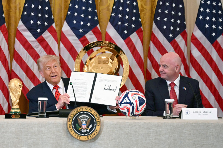 Federation Internationale de Football Association FIFA Task Force meeting White House donald trump politics political politician Gianni Infantino